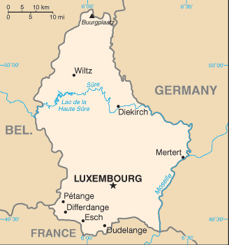 political map luxembourg